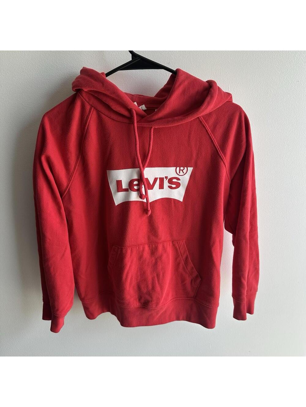 Levi's Red Pullover Hoodie Unisex Kids Long Sleeve Crew Neck Solid Small
